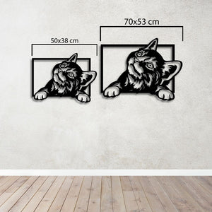 Playful Cat Metal Wall Art | Decorative Pet Lover Wall Sculpture