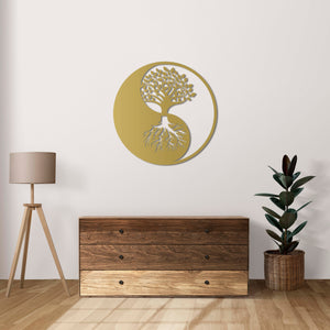 Yin Yang Tree of Life Metal Wall Art | Spiritual Wall Sculpture Decor
