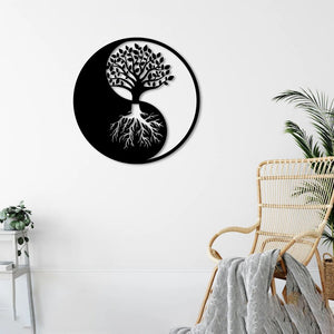 Yin Yang Tree of Life Metal Wall Art | Spiritual Wall Sculpture Decor