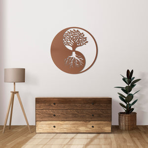 Yin Yang Tree of Life Metal Wall Art | Spiritual Wall Sculpture Decor