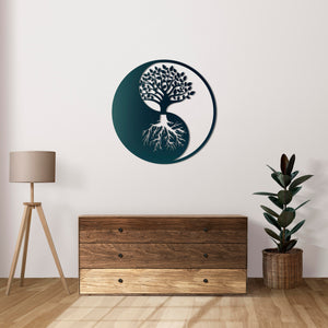 Yin Yang Tree of Life Metal Wall Art | Spiritual Wall Sculpture Decor