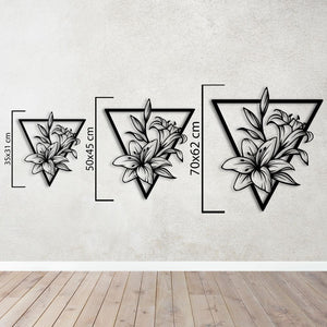 Geometric Lily Metal Wall Art | Floral Decorative Wall Sculpture