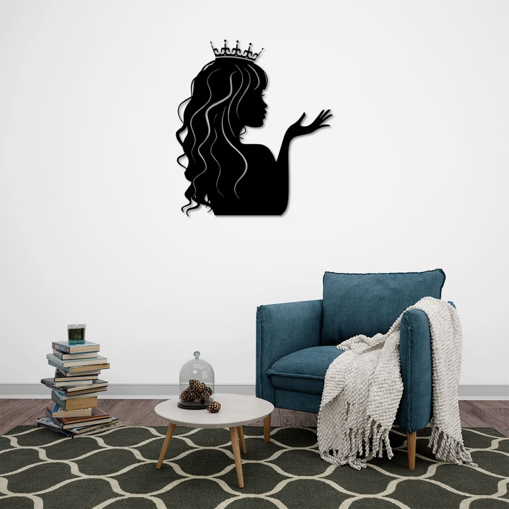 Elegant Princess Silhouette Metal Wall Art | Decorative Wall Sculpture