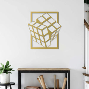 Mind Cube Metal Wall Art | Abstract Decorative Wall Sculpture