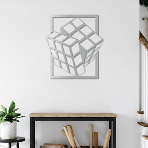 Mind Cube Metal Wall Art | Abstract Decorative Wall Sculpture