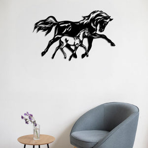 Freedom Trails: Mother & Foal Horse Metal Wall Art | Wall Sculpture