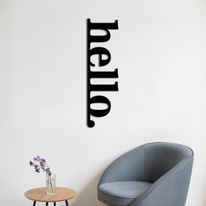 Vertical "Hello" Sign Metal Wall Art | Decorative Word Wall Decor