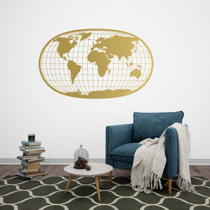 World Map Global Perspective Metal Wall Art | Decorative Sculpture