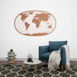 World Map Global Perspective Metal Wall Art | Decorative Sculpture