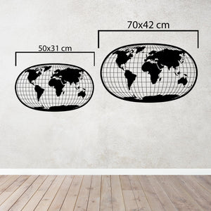 World Map Global Perspective Metal Wall Art | Decorative Sculpture