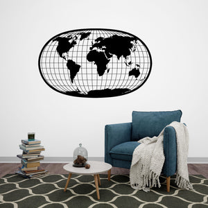 World Map Global Perspective Metal Wall Art | Decorative Sculpture