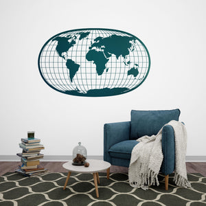 World Map Global Perspective Metal Wall Art | Decorative Sculpture