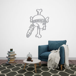 Native American Skull Metal Wall Art | Decorative Tribal Sculpture