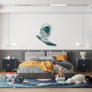 Star Surfer Metal Wall Art | Cosmic Decorative Sculpture Decor