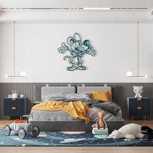 Happy Mouse Metal Wall Art | Playful Animal Decorative Sculpture
