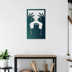 Eyes in Hands Metal Wall Art | Silent Gaze Decorative Wall Sculpture