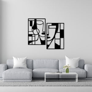 The Language of Gazes – 2-Piece Face Metal Wall Art