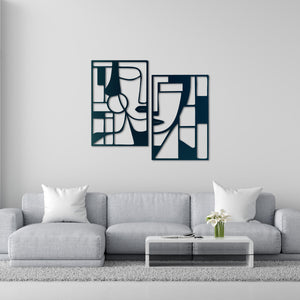 The Language of Gazes – 2-Piece Face Metal Wall Art