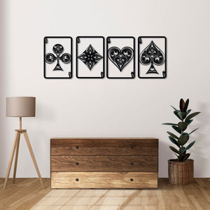 Lucky Aces Metal Wall Art | Decorative Playing Cards Wall Sculpture