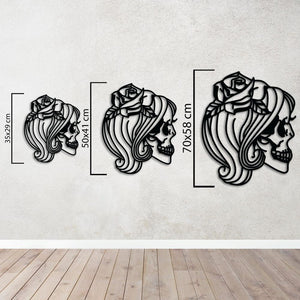 Love Skulls Metal Wall Art | Decorative Gothic Skull Wall Sculpture