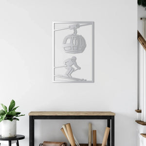 Dağların Heyecanı – Kayak ve Teleferik Metal Duvar Dekoru Laser Artique