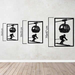 Dağların Heyecanı – Kayak ve Teleferik Metal Duvar Dekoru Laser Artique