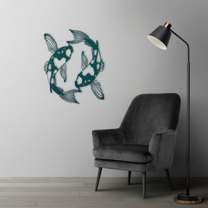 Koi Fish Metal Wall Art | Decorative Zen Wall Sculpture Decor