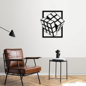 Mind Cube Metal Wall Art | Abstract Decorative Wall Sculpture