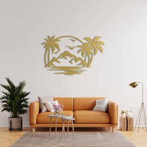 Tropical Landscape Metal Wall Art | Exotic Nature Wall Sculpture