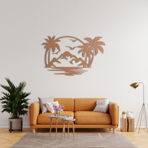 Tropical Landscape Metal Wall Art | Exotic Nature Wall Sculpture