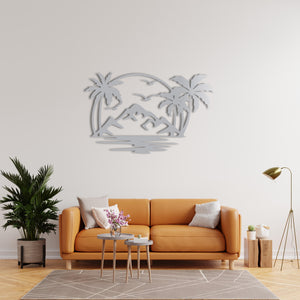 Tropical Landscape Metal Wall Art | Exotic Nature Wall Sculpture