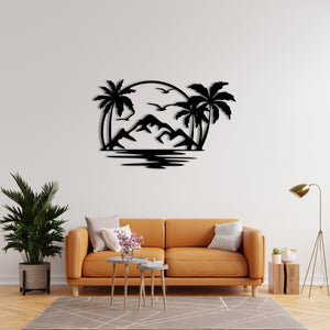 Tropical Landscape Metal Wall Art | Exotic Nature Wall Sculpture
