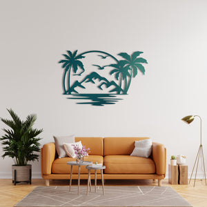 Tropical Landscape Metal Wall Art | Exotic Nature Wall Sculpture