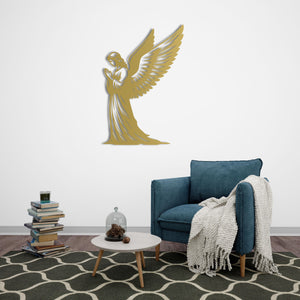 Guardian Angel Metal Wall Art | Spiritual Protective Sculpture