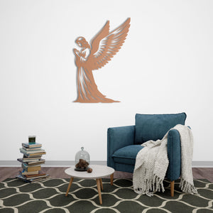Guardian Angel Metal Wall Art | Spiritual Protective Sculpture
