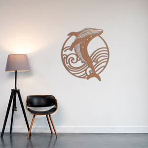 Ocean Melody Whale Metal Wall Art | Decorative Marine Sculpture Decor