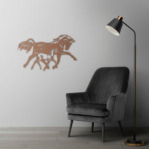 Freedom Trails: Mother & Foal Horse Metal Wall Art | Wall Sculpture