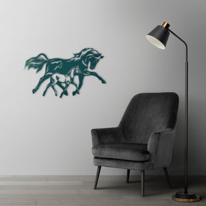 Freedom Trails: Mother & Foal Horse Metal Wall Art | Wall Sculpture