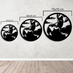 Wolf and Full Moon Metal Wall Art | Decorative Animal Wall Sculpture