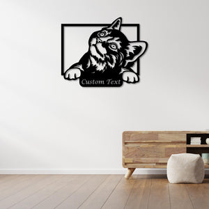 Playful Cat Metal Wall Art | Decorative Pet Lover Wall Sculpture