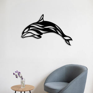 Graceful Dolphin Metal Wall Art | Decorative Marine Wall Sculpture