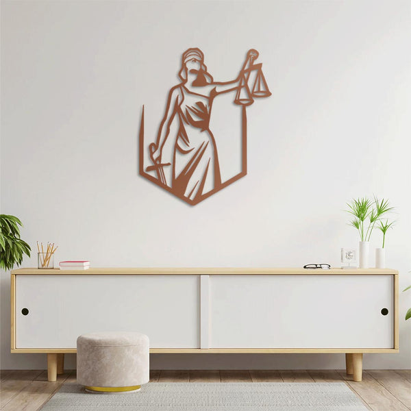Shield of Justice Metal Wall Art | Powerful Decorative Sculpture