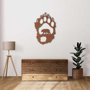 Unique metal wall art showcasing bear trail for nature-themed spaces