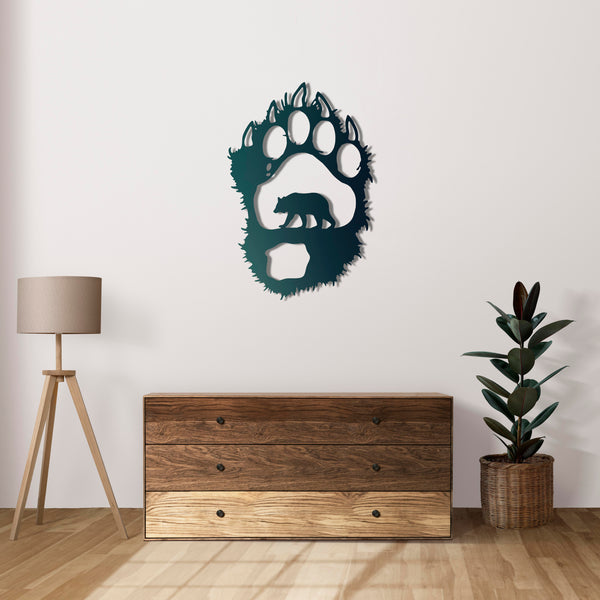 Decorative rustic bear tracks metal art for living room decor