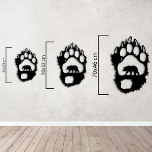 Outdoor bear trail footprints metal wall decor gift for wildlife lovers