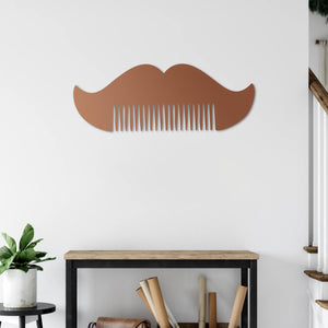 Comb Mustache Metal Wall Art | Barbershop Decorative Sculpture