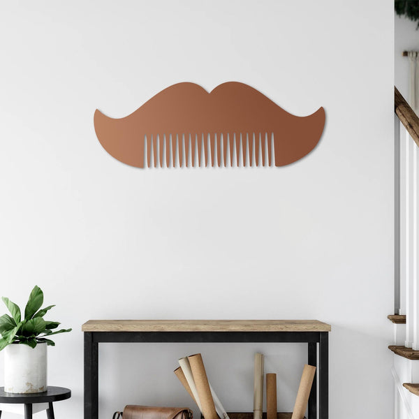 Comb Mustache Metal Wall Art | Barbershop Decorative Sculpture