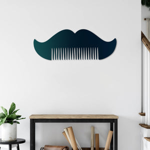 Comb Mustache Metal Wall Art | Barbershop Decorative Sculpture