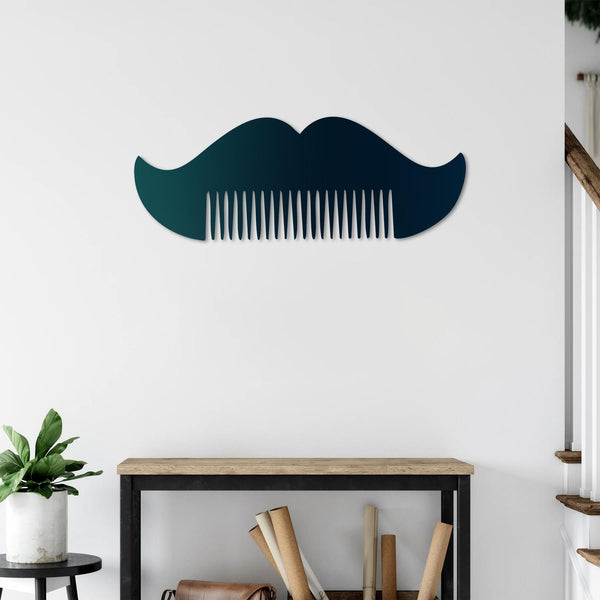 Comb Mustache Metal Wall Art | Barbershop Decorative Sculpture