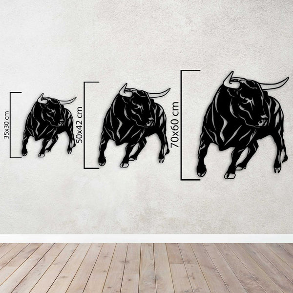 Powerful Bull Metal Wall Art | Decorative Animal Wall Sculpture Decor